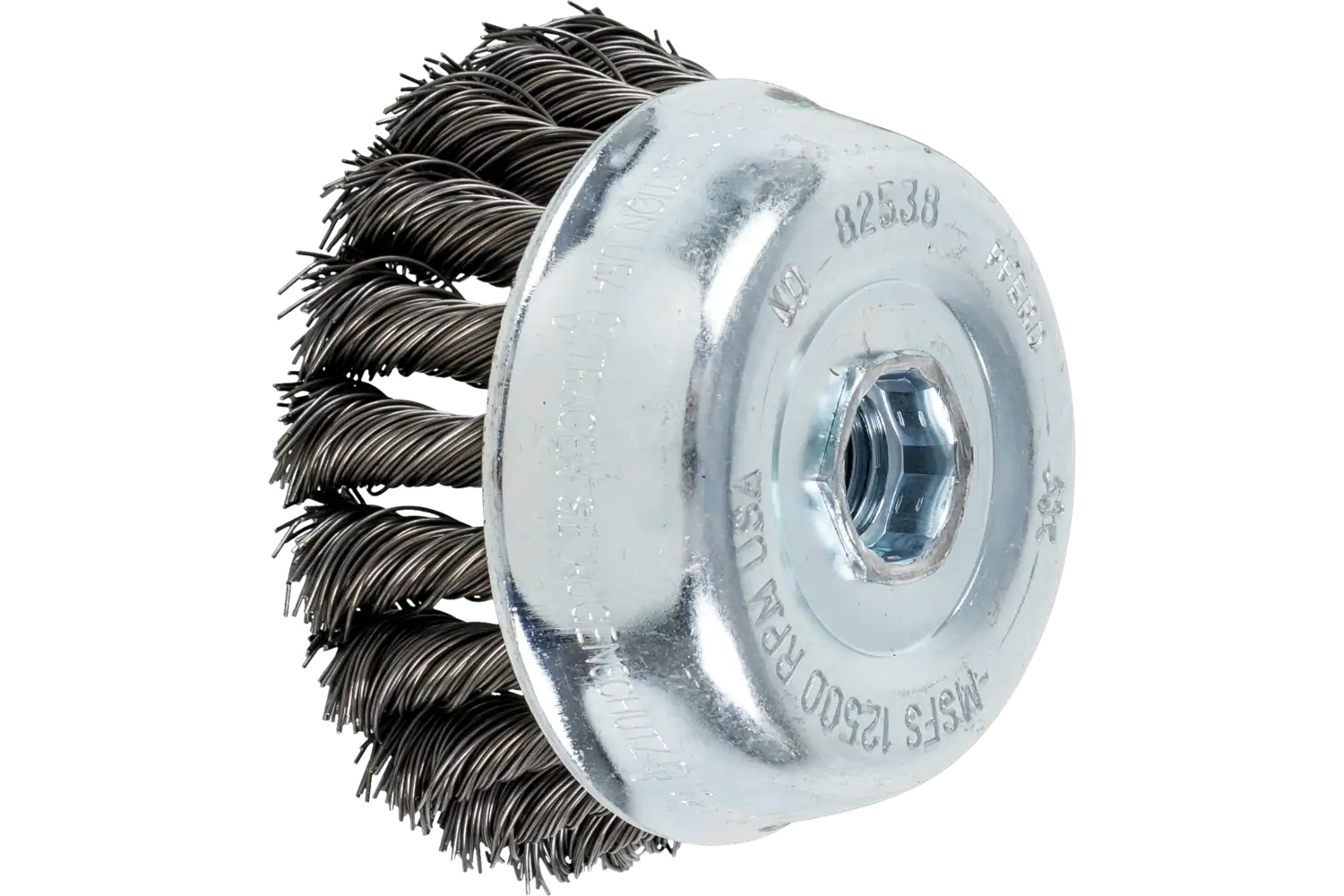 Picture of Pferd Knot Wire Cup Brush 3-1/2" Dia. .020 Carbon Steel 5/8-11" Thread (Int.)